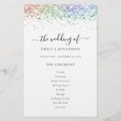 Budget Rainbow Glitter Script Weddenprogramma (Voorkant)