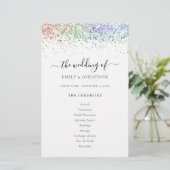 Budget Rainbow Glitter Script Weddenprogramma (Staand voorkant)