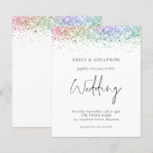 Budget Rainbow Glitter Wedding Uitnodiging (Voorkant / Achterkant)