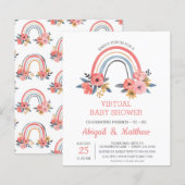 BUDGET Rainbow Virtual Baby shower Uitnodiging (Voorkant / Achterkant)