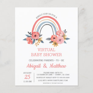 BUDGET Rainbow Virtual Baby shower Uitnodiging
