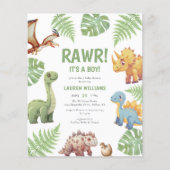 Budget Rawr Het Een Jongen Dinosaurus Baby shower  (Voorkant)