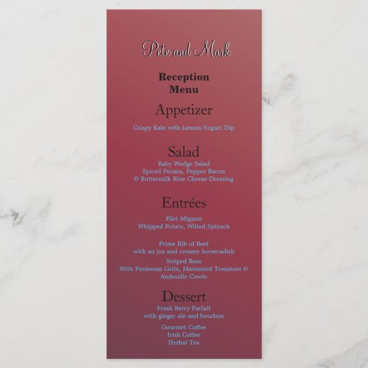 Budget Receptie Earth-tone Red Grote Waarde Fab Menu (Voorkant)