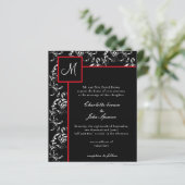 Budget Red Black Damask Wedding Invitations (Staand voorkant)