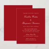 Budget Red Chic Formal Elegant Wedding Uitnodiging (Voorkant / Achterkant)