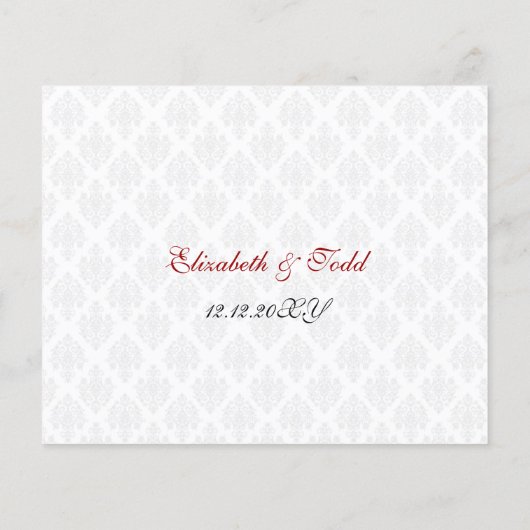 Budget Red Damask Wedding Menu (Achterkant)