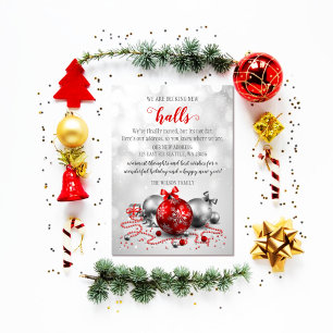 Budget Red Decing New Halls Moving Holiday Kaart