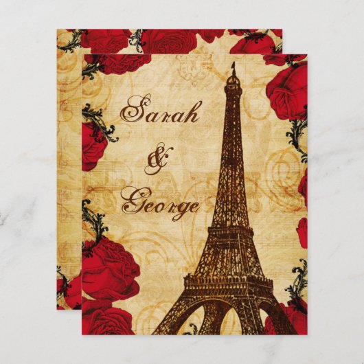 Budget Red Eiffer Tower Vintage Weddenschap (Voorkant / Achterkant)