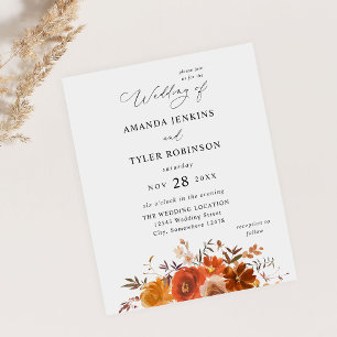 Budget Red en Oranje Herfst Floral Wedding 2 Flyer