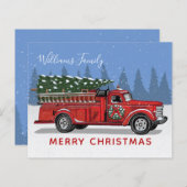 Budget  Red Fire Truck Merry-kerstkaart (Voorkant / Achterkant)