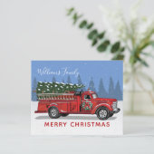 Budget  Red Fire Truck Merry-kerstkaart (Staand voorkant)