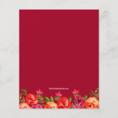 Budget Red Floral Birthday Uitnodigingen (Achterkant)