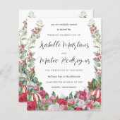 Budget Red Floral kerstbruiloft uitnodiging (Voorkant / Achterkant)