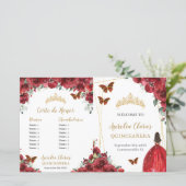 Budget Red Floral Quinceañera Commandes Programme (Debout devant)