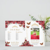 Budget Red Floral Quinceanera Photo Programmes de  (Debout devant)