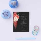 Budget Red Floral Wedding Black Flyer (Enkel)