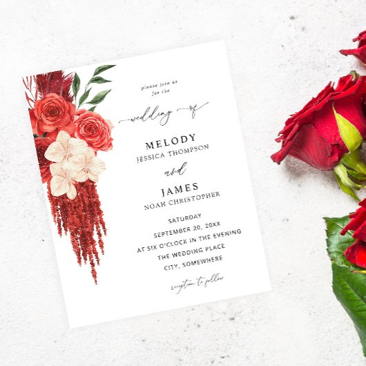 Budget Red Floral Wedding Flyer
