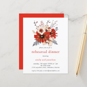 Budget Red Florals repetitie dinale uitnodiging