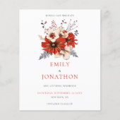 Budget Red Florals Weduwnaar sparen de datum (Voorkant)