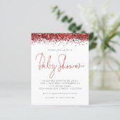Budget Red Glitter Baby shower Invitation (Staand voorkant)