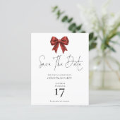 Budget Red Glitter Bow Kerstmis Save the Date (Staand voorkant)