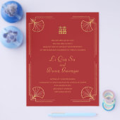 Budget Red & Gold Double Happiness Chinese bruilof Flyer (Enkel)