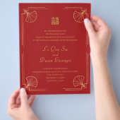 Budget Red & Gold Double Happiness Chinese bruilof Flyer (Hand)