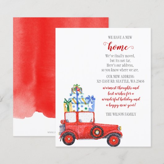 Budget Red Kerstmis auto We hebben vakantiekaarten (Voorkant / Achterkant)