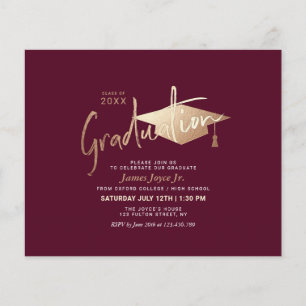 Budget Red Minimale Graduation Party Uitnodigingen Flyer