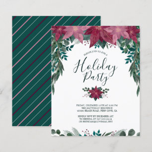 Budget Red Pink Poinsettias Holiday Party nodigt u