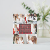 Budget Red Plaid Six Photos Collage Carte de vacan (Debout devant)