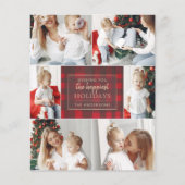 Budget Red Plaid Six Photos Collage Carte de vacan (Devant)