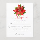 Budget Red Poinsettia kerstbruiloft RSVP (Voorkant)