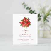 Budget Red Poinsettia Wedding Save the Date (Staand voorkant)