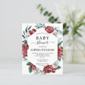 Budget Red Rose & Green Baby shower Invitation (Staand voorkant)