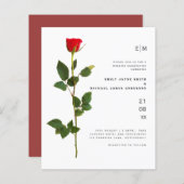 Budget Red Rose Modern Simple Wedding Invite (Voorkant / Achterkant)