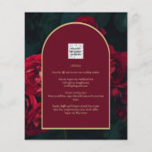 BUDGET Red Roses ForestGreen Winter Wedding INVITE (Achterkant)