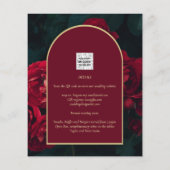 BUDGET Red Roses ForestGreen Winter Wedding INVITE Flyer (Achterkant)