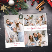 Budget Red Script 5 Photo Collage Cartes de Noël