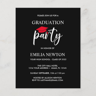 Budget Red Tassel Gradup Cap Black Party