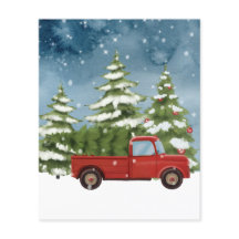 BUDGET Red Truck Kaart met kerstboomfoto's