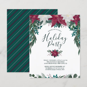 Budget Red White Poinsettias Holiday Party nodigt 