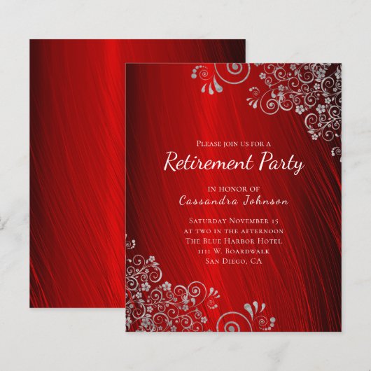 Budget Retirement Party Ruby Red Invitation (Voorkant / Achterkant)