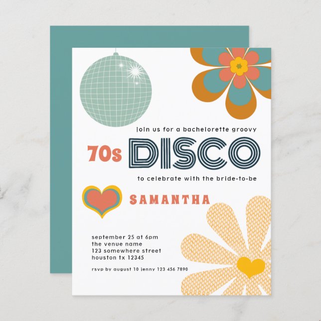 Budget Retro 70s Disco Bachelorette Party White (Voorkant / Achterkant)