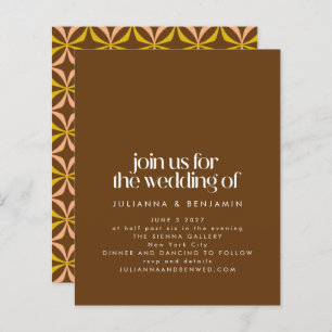 Budget Retro Aesthetic Trendy Brown Wedding Invite