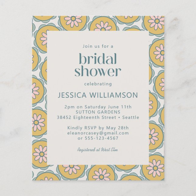 Budget Retro Boho Floral Pastel Vrijgezellenfeest (Voorkant)