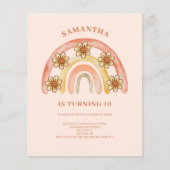 Budget Retro Boho Regenboog 10e Verjaardag Uitnodi Flyer (Voorkant)