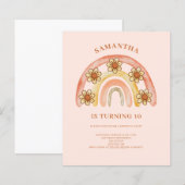 Budget Retro Boho Regenboog 10e Verjaardagsuitnodi (Voorkant / Achterkant)