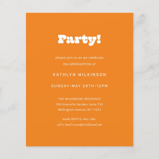 BUDGET Retro Bold Typography Photo Afstuderen Flyer (Achterkant)