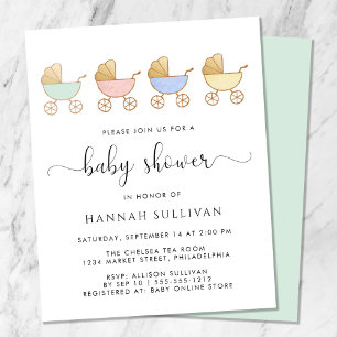 Budget Retro Carriges Baby shower Invitation